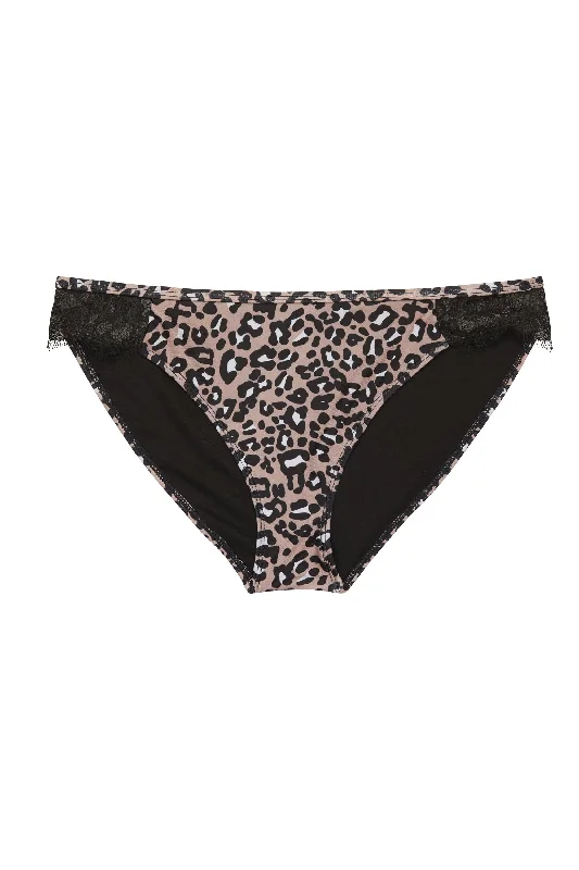 Women's thong briefs with a beaded waistbandLeopard Eco Lace Trim Bikini Brief