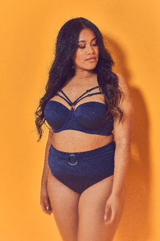 Women's nylon - reinforced briefs for durabilityNavy Belted Bikini Brief Curve