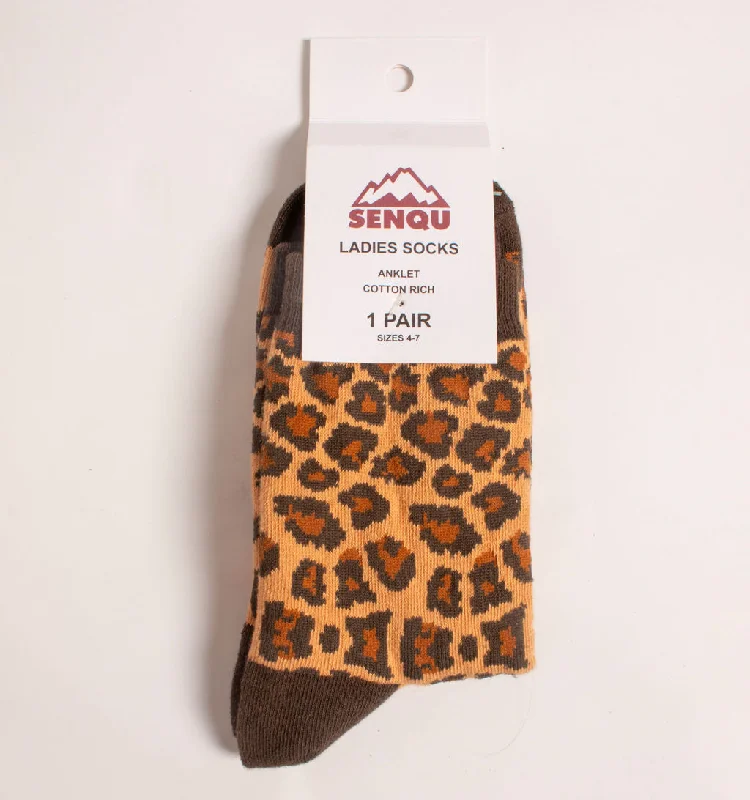 Women's anti - odor socks for long - day freshness1PACK ANIMAL SOCKS - BROWN