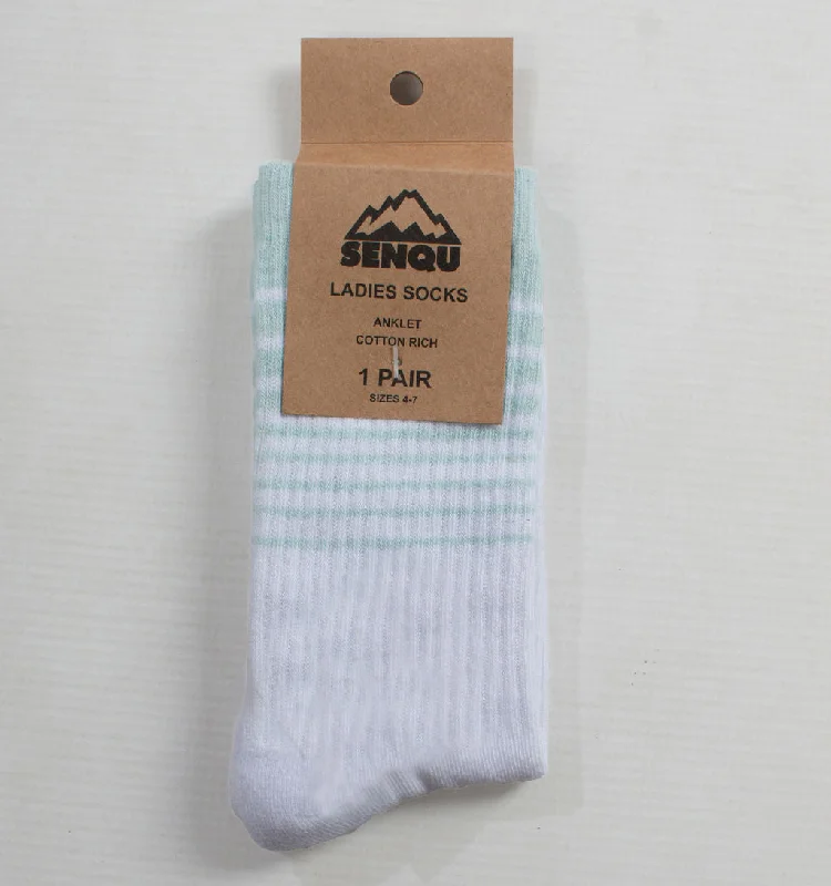 Women's knee - high socks with lace trim1PACK OMBRE RIB SOCKS  – BLUE / WHITE