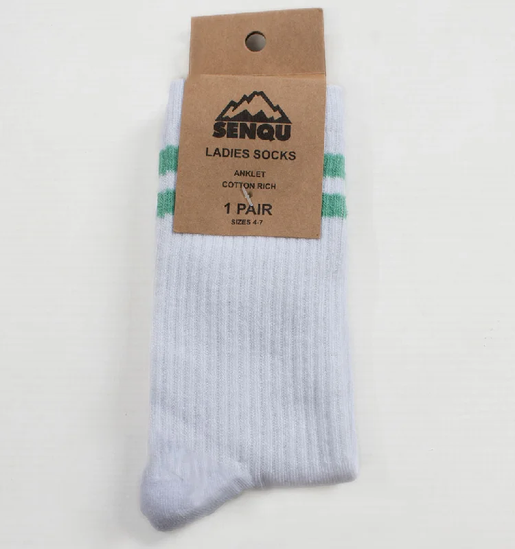 Women's cushioned sole socks for shock absorption1PACK STRIPE RIB SOCKS  – SAGE