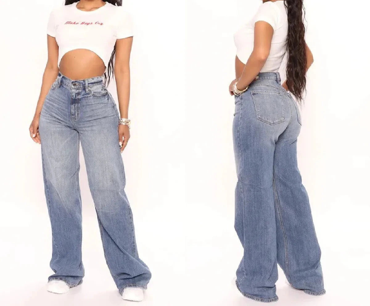 Women's elastic - waist lounge pants Acid - wash women jeans with a retro finish ANGELHAOHAOYA High Waist Baggy Jeans For Women Women's elastic - waist lounge pants Acid - wash women jeans with a retro finish ANGELHAOHAOYA High Waist Baggy Jeans For Women