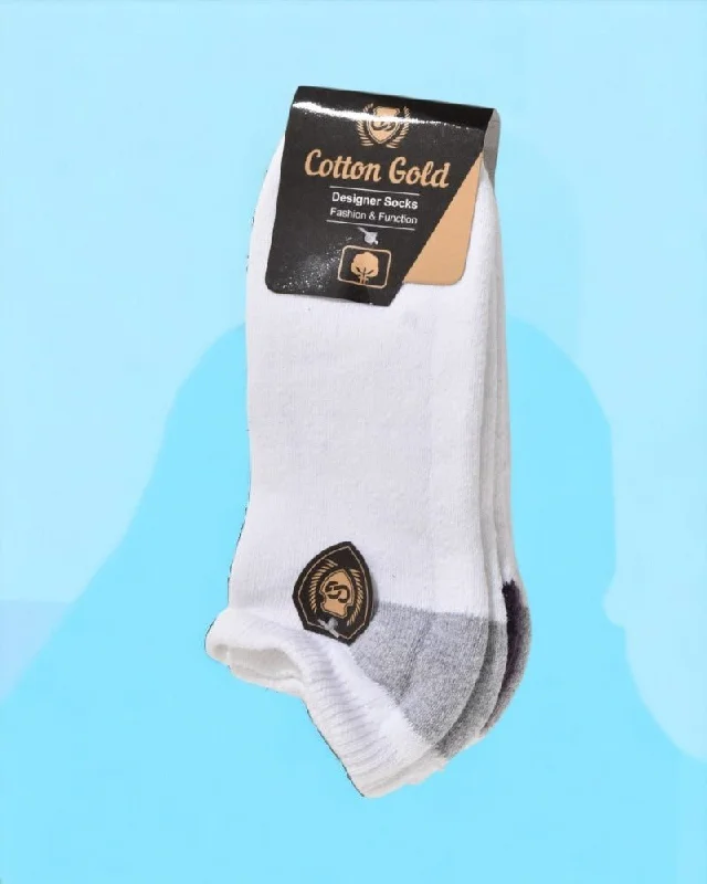 Women's no - show socks with a floral motif3 Pairs Cotton Socks