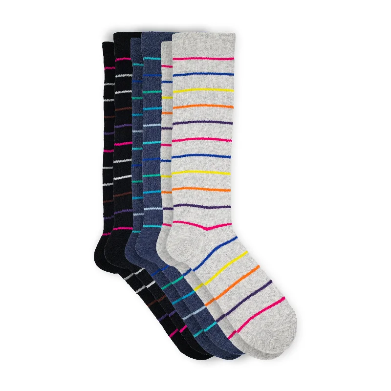 Women's crew socks with a polka - dot print5-Pack Ladies Fancy Stripes Print Compression Socks Women's crew socks with a polka - dot print5-Pack Ladies Fancy Stripes Print Compression Socks