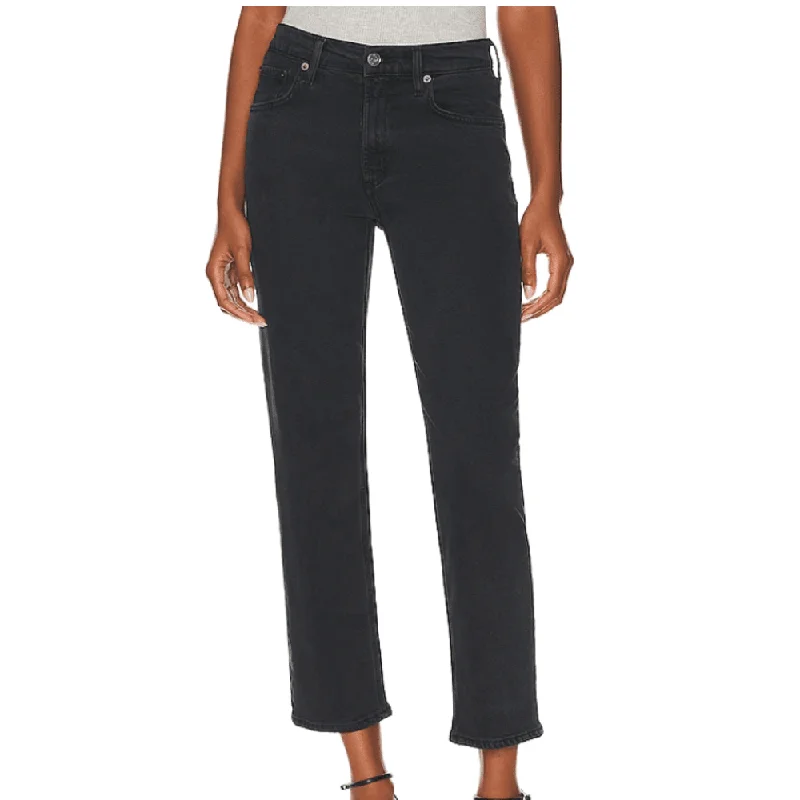 Women's pants with adjustable cuffs Dark - wash women jeans for a sophisticated and slimming effect AGOLDE Women's KYE: Mid Rise Straight Crop Jeans, Pepper Women's pants with adjustable cuffs Dark - wash women jeans for a sophisticated and slimming effect AGOLDE Women's KYE: Mid Rise Straight Crop Jeans, Pepper