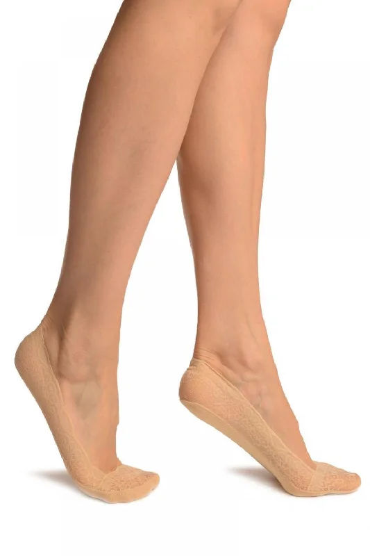Women's argyle - patterned thigh - high socksBeige Floral Micro Mesh With Silicon Grip & Cotton Sole Footsies Women's argyle - patterned thigh - high socksBeige Floral Micro Mesh With Silicon Grip & Cotton Sole Footsies