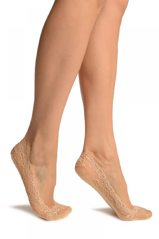 Women's hypoallergenic socks for sensitive skinBeige Flower Petals Lace With Silicon Grip & Cotton Sole Footsies Women's hypoallergenic socks for sensitive skinBeige Flower Petals Lace With Silicon Grip & Cotton Sole Footsies
