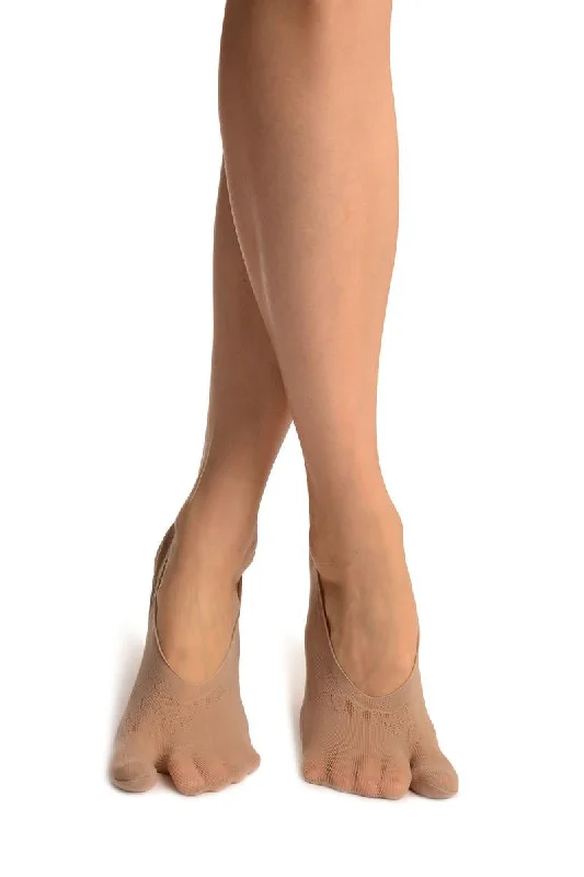 Women's cable - knit ankle socks for a cozy styleBeige Hearts Mesh Four & One Separate Toes Footsies Women's cable - knit ankle socks for a cozy styleBeige Hearts Mesh Four & One Separate Toes Footsies