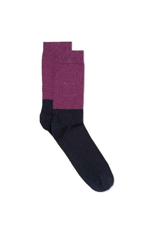 Women's cable - knit ankle socks for a cozy styleBicolour socks - in cotton jersey (MARINE/PRUNE) Women's cable - knit ankle socks for a cozy styleBicolour socks - in cotton jersey (MARINE/PRUNE)