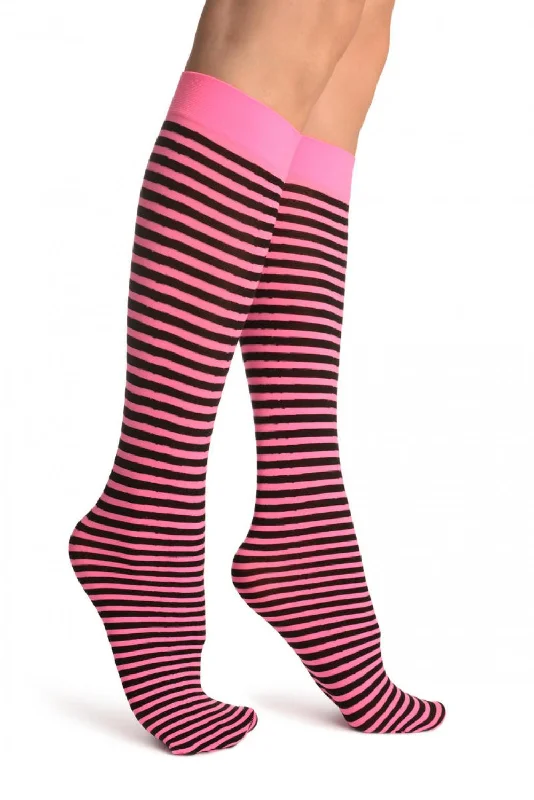 Women's arch - support socks for better comfortBlack & Lavender Pink Thin Stripes Socks Knee High