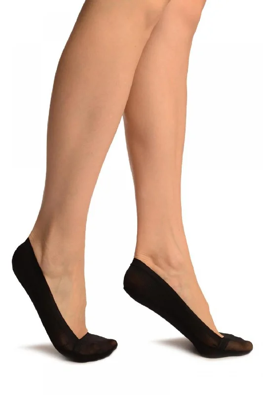 Women's crew socks with a polka - dot printBlack Mesh With Silicon Grip Cotton Sole Footsies Women's crew socks with a polka - dot printBlack Mesh With Silicon Grip Cotton Sole Footsies