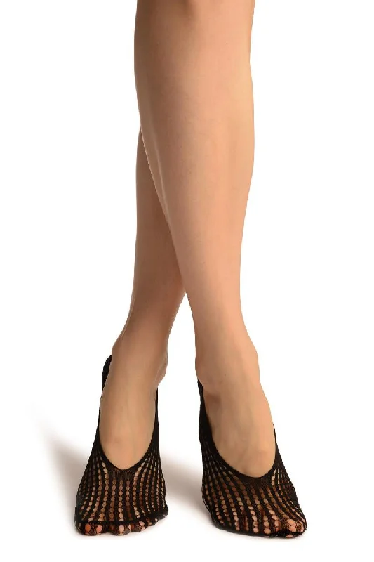 Women's spandex - infused socks for stretchBlack Pearly Stripes Mesh Footies