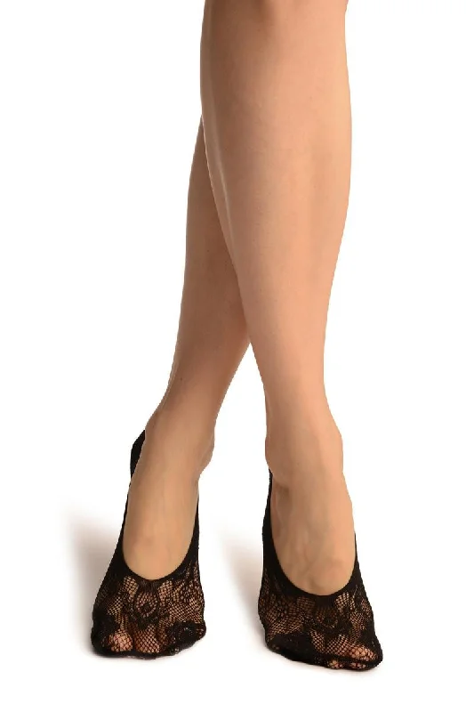 Women's leather - look socks for an edgy styleBlack Versailles Lace Footies