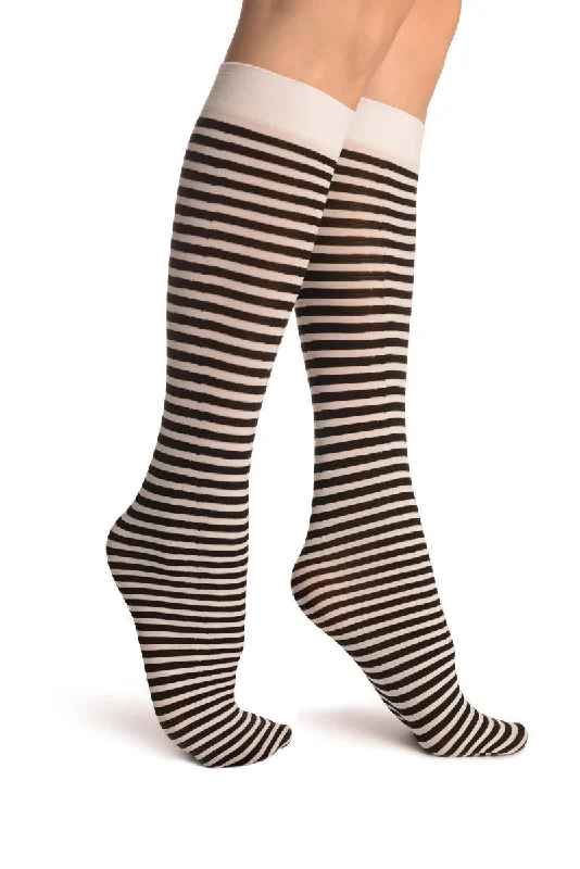 Women's microfiber socks for a lightweight optionBlack & White Thin Stripes Socks Knee High