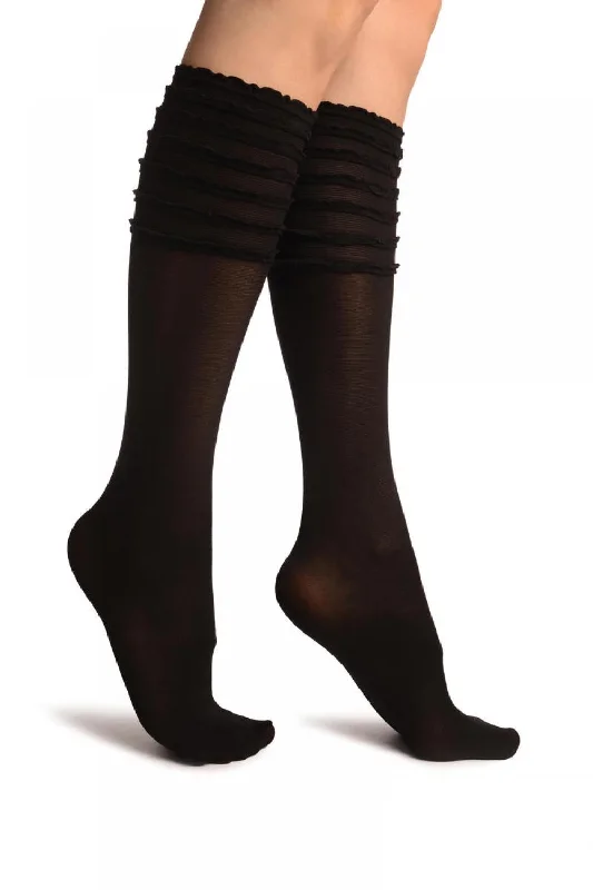 Women's arch - support socks for better comfortBlack With Frilly Top Knee High Socks Women's arch - support socks for better comfortBlack With Frilly Top Knee High Socks