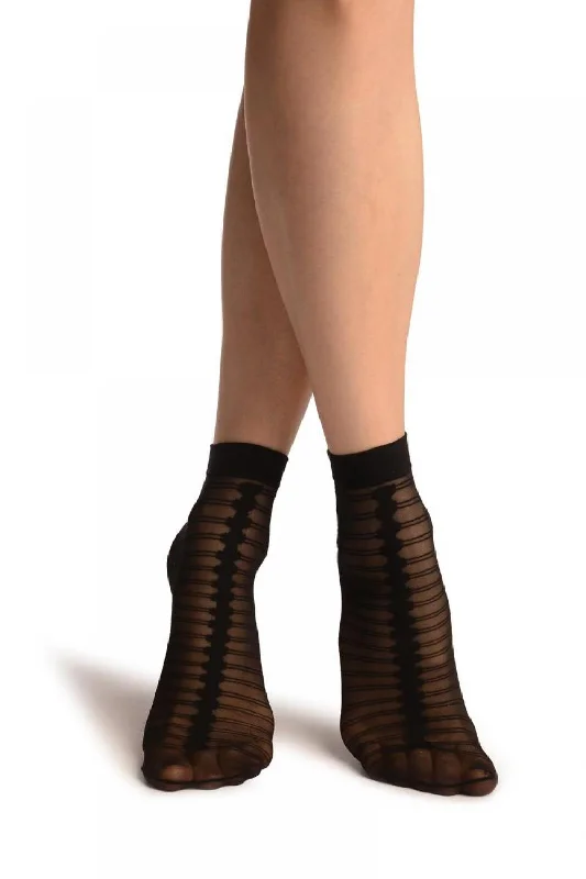 Women's quick - dry socks for water activitiesBlack With Front Seam & Double Stripes Socks Ankle High Women's quick - dry socks for water activitiesBlack With Front Seam & Double Stripes Socks Ankle High