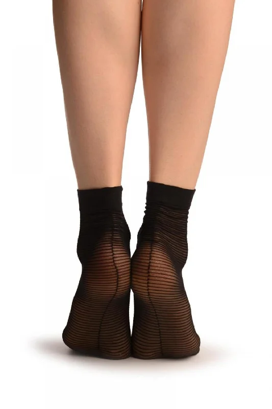Women's cable - knit ankle socks for a cozy styleBlack With Thing Stripes & Seam Socks Ankle High Women's cable - knit ankle socks for a cozy styleBlack With Thing Stripes & Seam Socks Ankle High