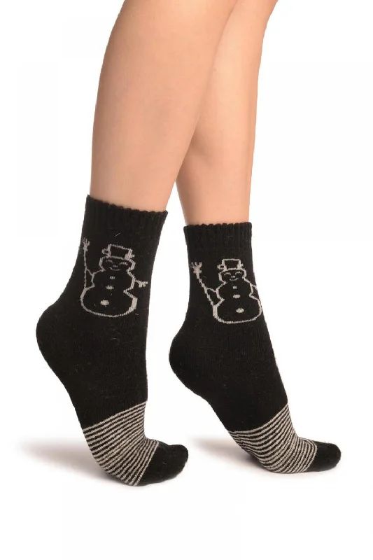 Women's sheer over - the - knee socks for a sexy appealBlack With Thing Stripes & Snowman Angora Ankle High Socks Women's sheer over - the - knee socks for a sexy appealBlack With Thing Stripes & Snowman Angora Ankle High Socks