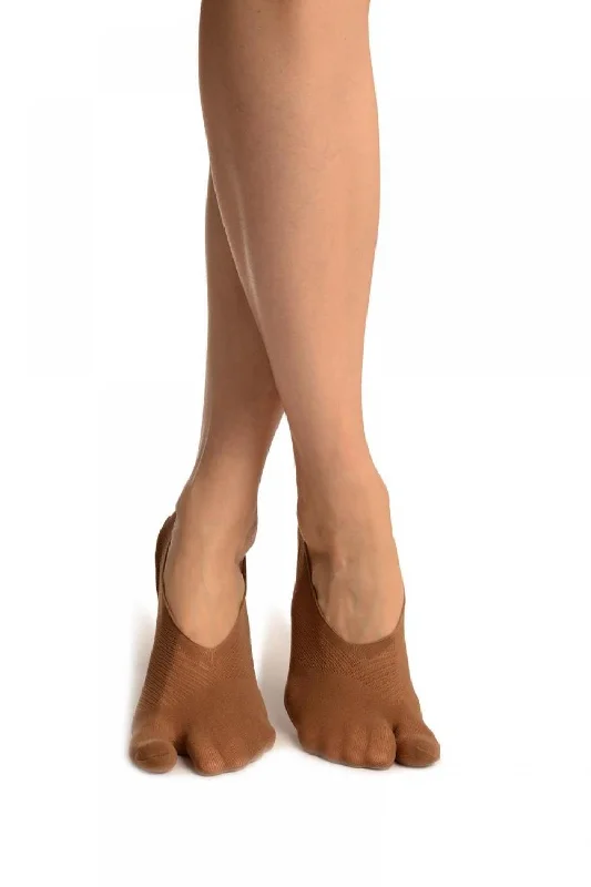 Women's thigh - high socks in a fishnet patternBrown Diagonal Stripes Mesh Four & One Separate Toes Footsies Women's thigh - high socks in a fishnet patternBrown Diagonal Stripes Mesh Four & One Separate Toes Footsies