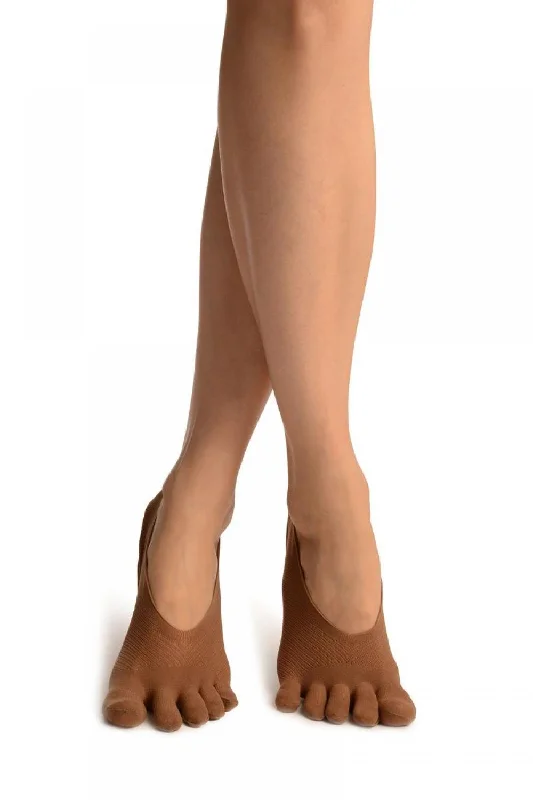 Women's cashmere - blend socks for extra softnessBrown Diagonal Stripes Mesh Separate Toes Footsies Women's cashmere - blend socks for extra softnessBrown Diagonal Stripes Mesh Separate Toes Footsies