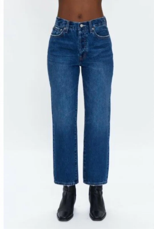 Women's tassel - adorned boho pants Embellished women jeans with studs or rhinestones for a glamorous touch Charlie High Rise Straight Ankle In Blue Women's tassel - adorned boho pants Embellished women jeans with studs or rhinestones for a glamorous touch Charlie High Rise Straight Ankle In Blue