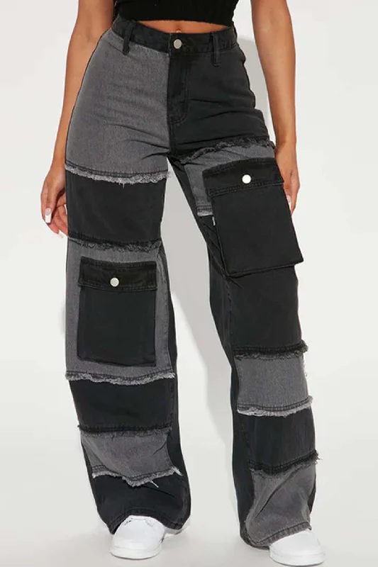 Women's pants for outdoor adventures Dark - wash women jeans for a sophisticated and slimming effect Contrast Patchwork High Waisted Jeans Women's pants for outdoor adventures Dark - wash women jeans for a sophisticated and slimming effect Contrast Patchwork High Waisted Jeans