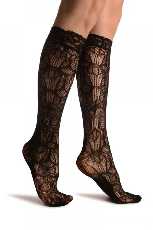 Women's ankle socks with a frilly edgeCyber Mesh Black Lace Knee High Socks