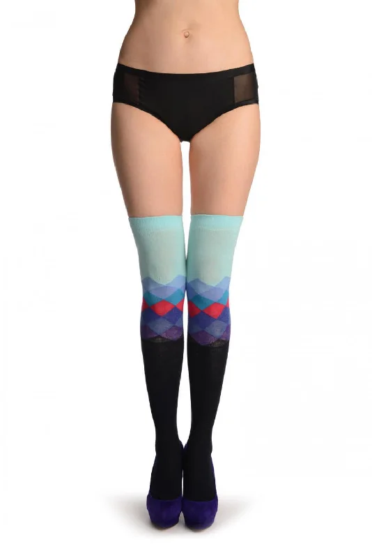 Women's leather - look socks for an edgy styleDark Blue With Blue Arlecchino Top