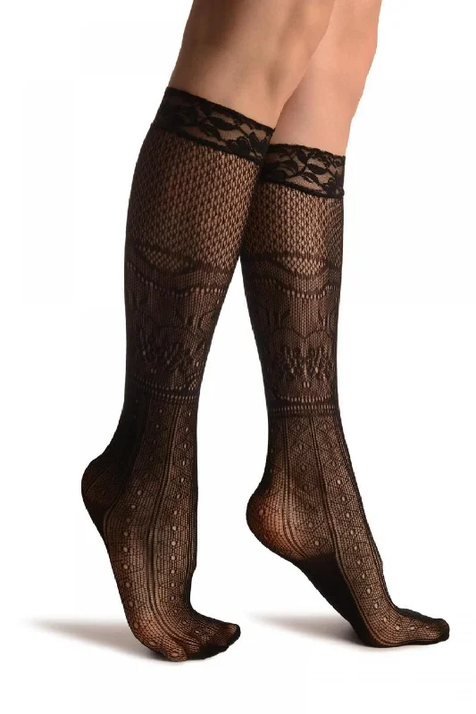 Women's wool - rich socks for winter warmthDiamonds, Flowers & Mesh Panels Lace Knee High Socks Women's wool - rich socks for winter warmthDiamonds, Flowers & Mesh Panels Lace Knee High Socks