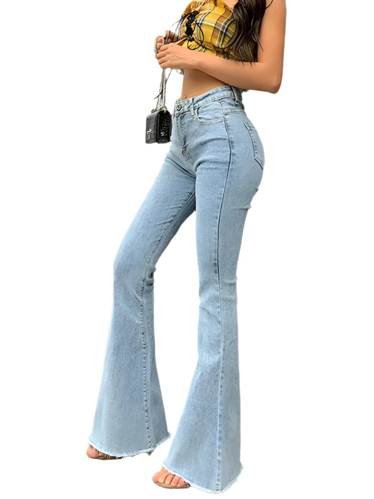 Women's leather moto pants Wide - leg women jeans for a modern and relaxed vibe Y2K Vintage Slim High Waist Bell Bottom Denim Blue Jeans Women's leather moto pants Wide - leg women jeans for a modern and relaxed vibe Y2K Vintage Slim High Waist Bell Bottom Denim Blue Jeans