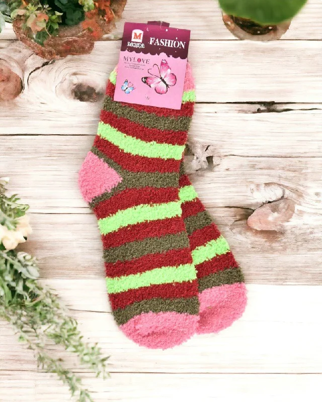Women's argyle - patterned thigh - high socksAnkle Fuzzy Stripe Socks