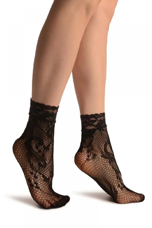 Women's cashmere - blend socks for extra softnessGladiolus Flowers Black Lace Socks Ankle High Women's cashmere - blend socks for extra softnessGladiolus Flowers Black Lace Socks Ankle High