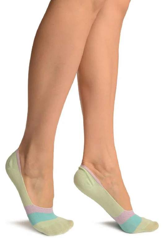 Women's hypoallergenic socks for sensitive skinGreen With Pink & Blue Stripes Soft Back Top Footsies