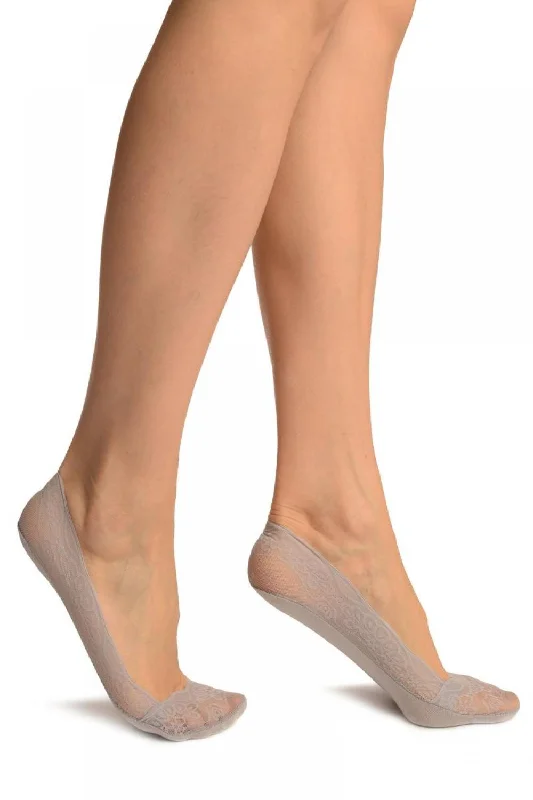 Women's nylon - reinforced socks for durabilityGrey Floral Micro Mesh With Silicon Grip & Cotton Sole Footsies Women's nylon - reinforced socks for durabilityGrey Floral Micro Mesh With Silicon Grip & Cotton Sole Footsies