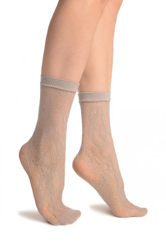Women's nylon - reinforced socks for durabilityGrey Gladiolus Flowers Ankle High Socks