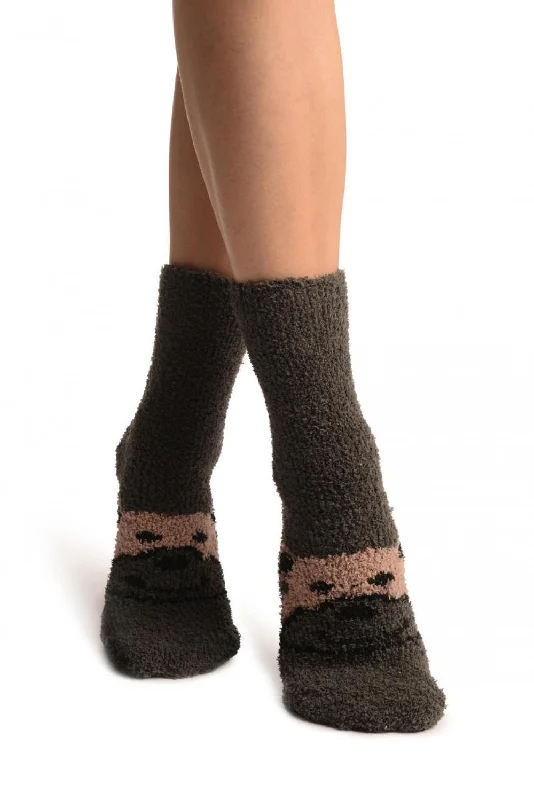 Women's spandex - infused socks for stretchGrey With Cute Bear Terry Ankle High Socks Women's spandex - infused socks for stretchGrey With Cute Bear Terry Ankle High Socks