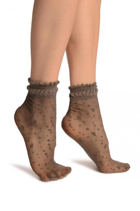 Women's silk - lined socks for a luxurious feelGrey With Little Dots And Silky Comfort Top Ankle High Socks Women's silk - lined socks for a luxurious feelGrey With Little Dots And Silky Comfort Top Ankle High Socks