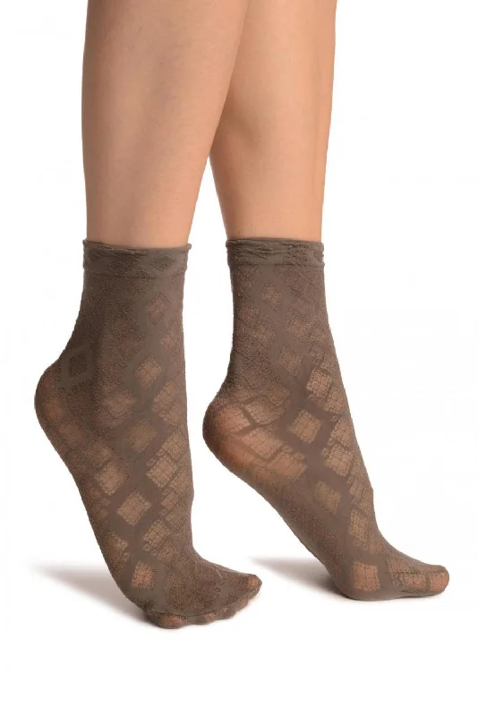 Women's moisture - wicking socks for sportsGrey With Transparent Diamonds Ankle High Socks Women's moisture - wicking socks for sportsGrey With Transparent Diamonds Ankle High Socks