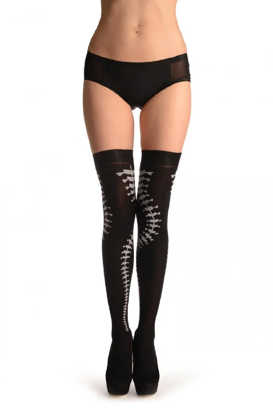 Women's over - the - calf socks with a stripe designHalloween Bones