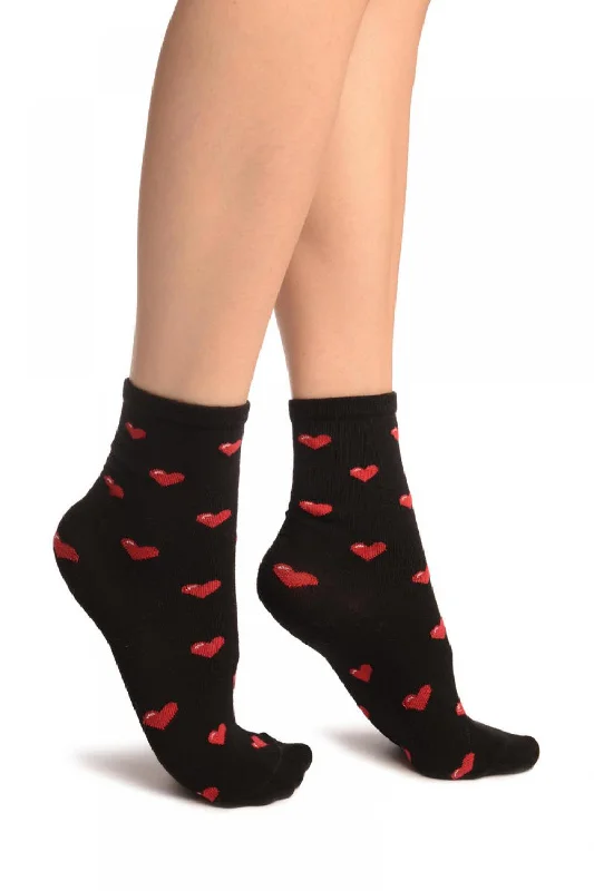 Women's leather - look socks for an edgy styleHearts All Over Black Ankle High Socks Women's leather - look socks for an edgy styleHearts All Over Black Ankle High Socks