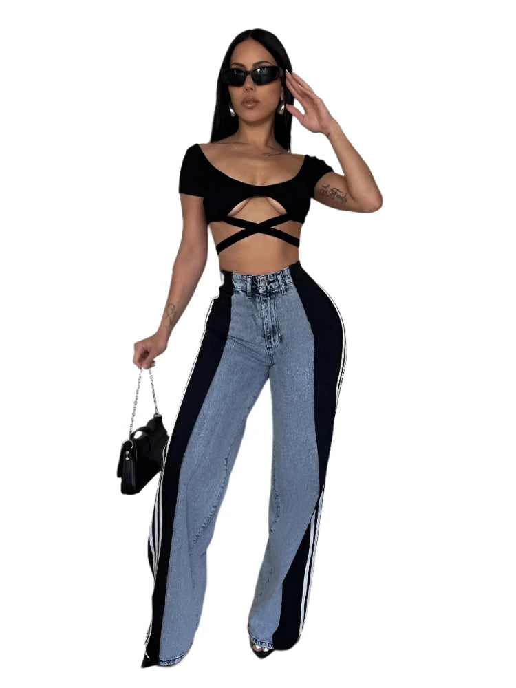 Women's pants for skiing Stretch women jeans for enhanced mobility and comfort JRRY Casual Women's High Waisted Striped Denim Blue Jeans Women's pants for skiing Stretch women jeans for enhanced mobility and comfort JRRY Casual Women's High Waisted Striped Denim Blue Jeans