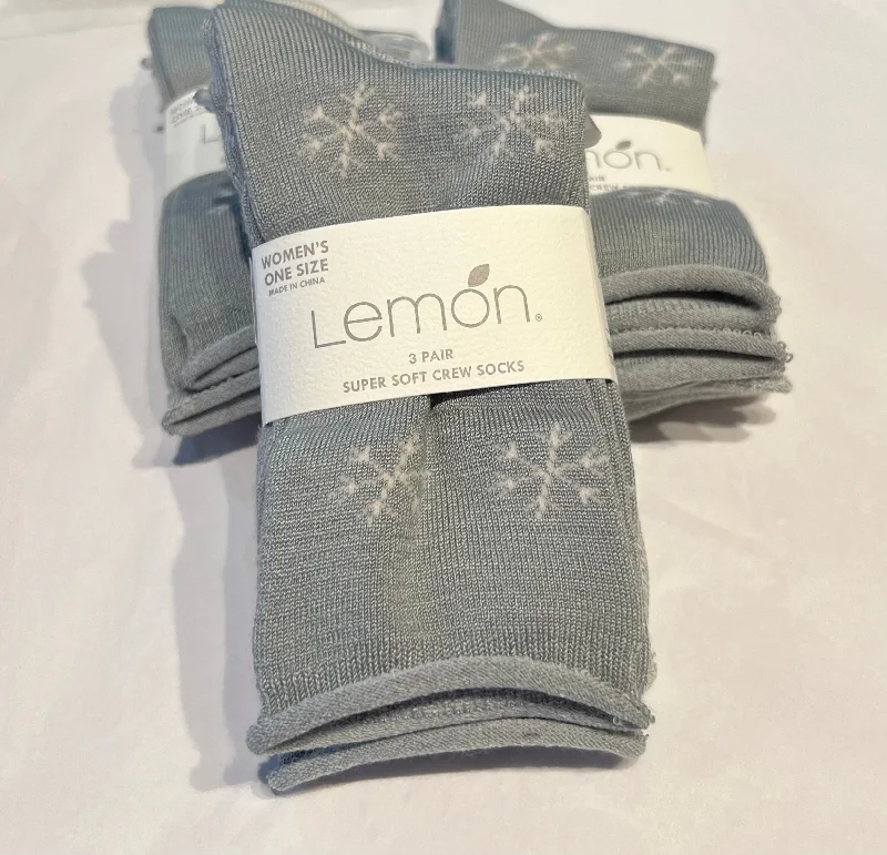 Women's silk - lined socks for a luxurious feelLEMON PILLOW POLYTAM NON TERRY CREW SOCKS 3PK