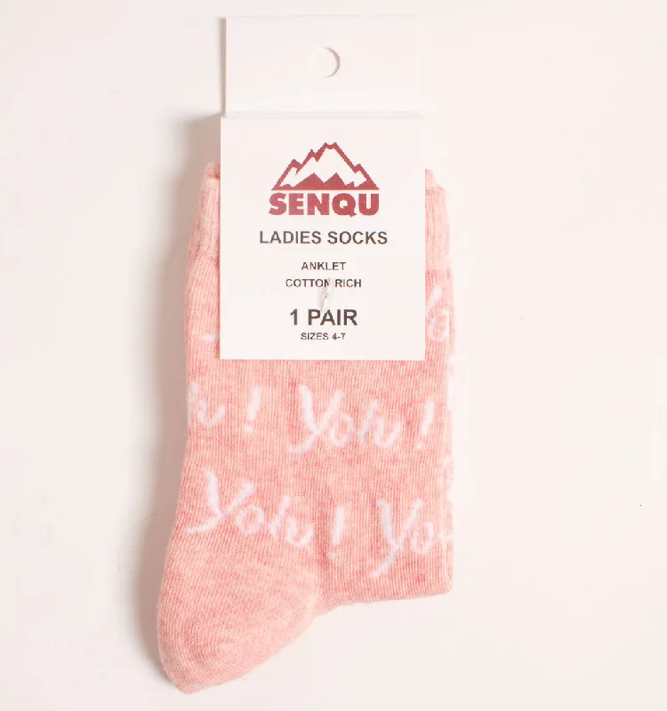 Women's bamboo fiber socks for eco - friendliness1 PACK YOH! SOCKS - PINK