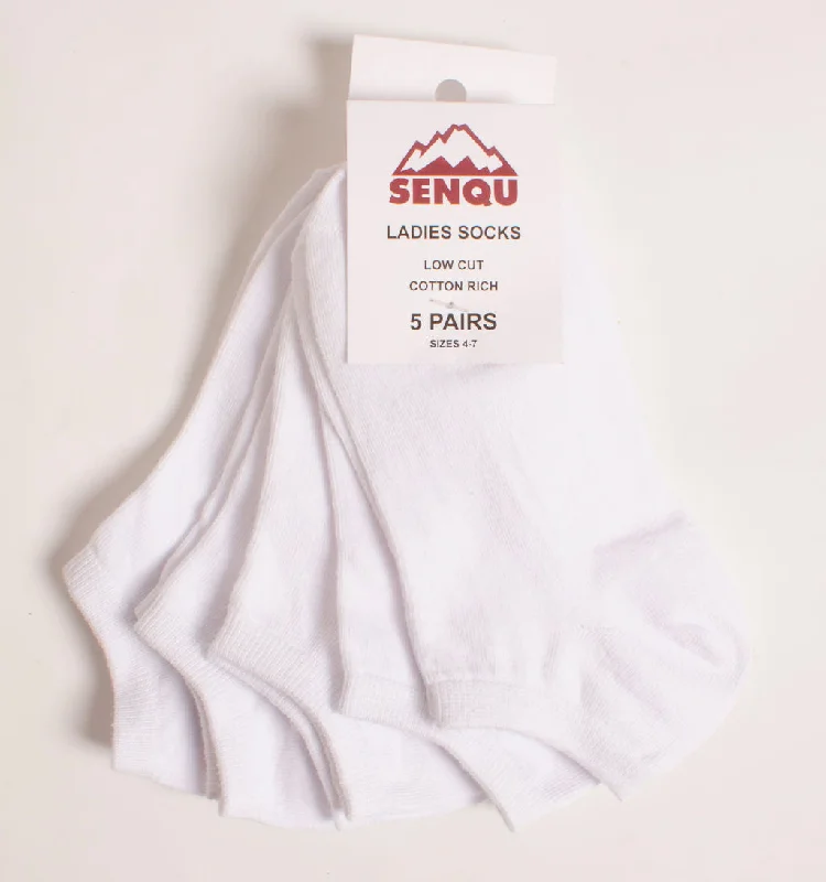 Women's ribbed knee - high socks for a classic look5 PACK SOCKS - WHITE