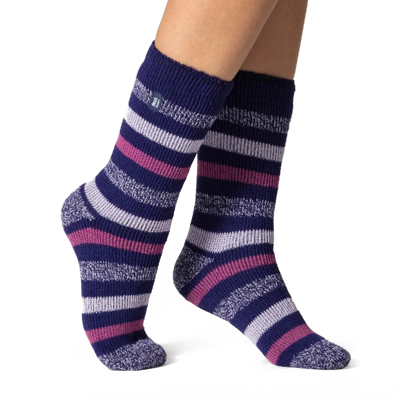 Women's leather - look socks for an edgy styleLadies Original Keswick Twist Stripe Socks - Midnight & Pink Women's leather - look socks for an edgy styleLadies Original Keswick Twist Stripe Socks - Midnight & Pink