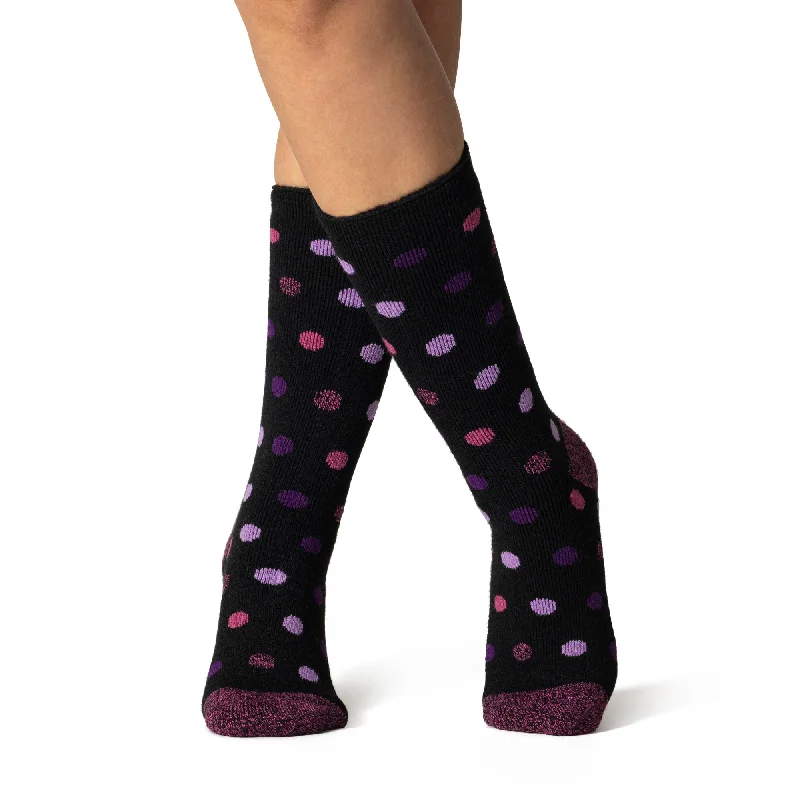 Women's thermal socks for cold weatherLadies Lite Jasmine Socks - Purple Polka Dot