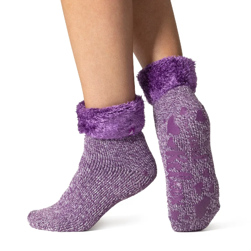 Women's non - slip socks for safetyLadies Original Roedean Lounge Socks with Turnover Feather Top