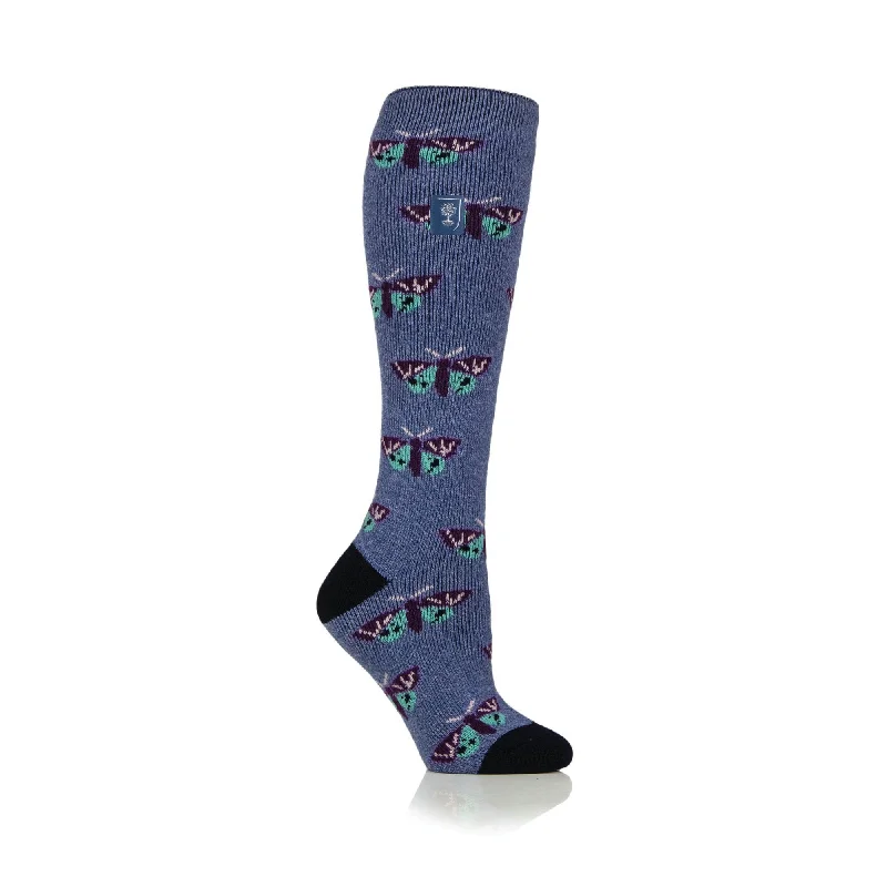 Women's ribbed knee - high socks for a classic lookLadies RHS Lite Wellington Boot Socks - Butterflies Denim Women's ribbed knee - high socks for a classic lookLadies RHS Lite Wellington Boot Socks - Butterflies Denim