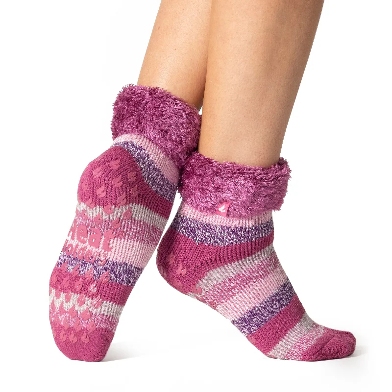 Women's anti - odor socks for long - day freshnessLadies Original Emma Lounge Socks with Turnover Top - Pink & Purple Women's anti - odor socks for long - day freshnessLadies Original Emma Lounge Socks with Turnover Top - Pink & Purple