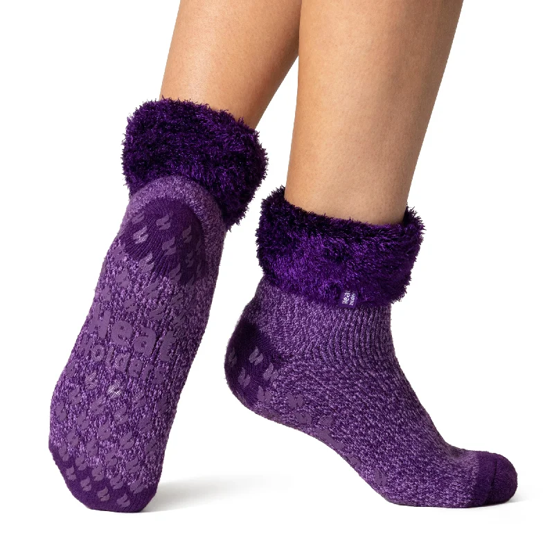Women's nylon - reinforced socks for durabilityLadies Original Wendy Lounge Socks with Turnover Top - Purple
